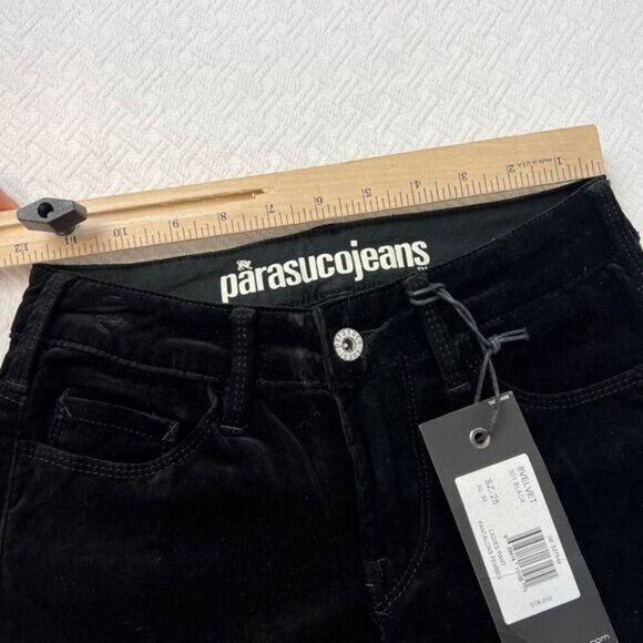Brand New Parasuco Women's 25 Black Velvet Sofia Fit Mid Low Rise y2k Jeans - Picture 12 of 16